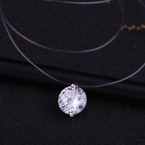 New 2CT Solitaire Diamond Invisible Chain Necklace - Picture 13 of 13